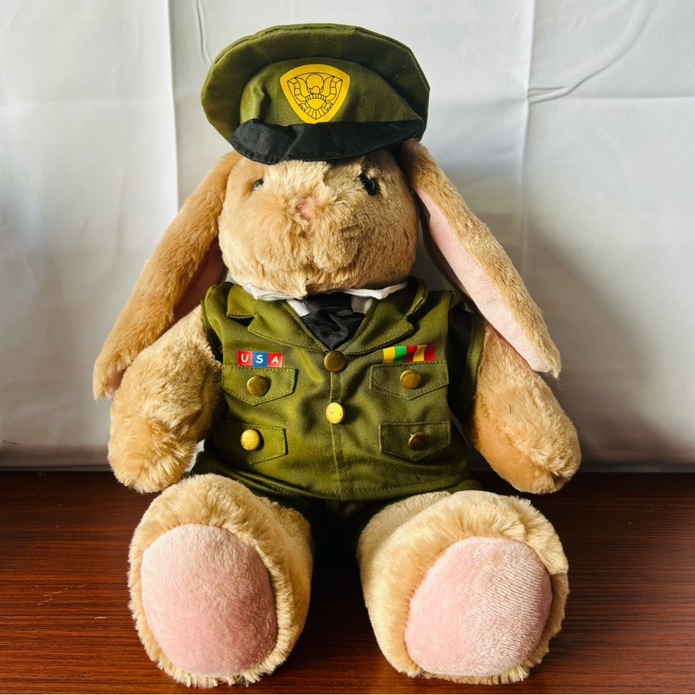 BUILD A BEAR Bunny with US ARMY Military Uniform and Hat BAB 2020 USA Rabbit